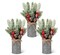Christmas Centrepiece Table Decorations 3 Sets Floral Arrangement for Christmas Christmas Decor for Table Indoor Kitchen Shelf Mantle Farmhouse Galvanised Pot with Pine Cone Red Holly Berry Pick (Tin Colour)